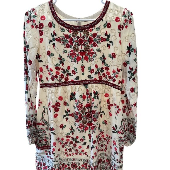 Free People Russian Doll Long Sleeve Boho Floral Embroidered Size 2, NWT - Picture 3 of 8